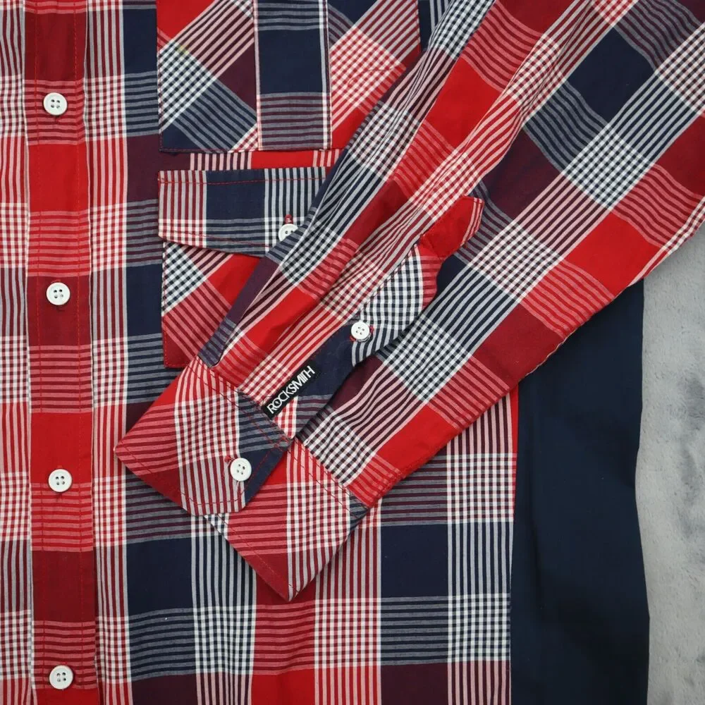 Rocksmith Shirt Men 3XL Red Black Plaid Long Sleeve Button Up Collared Color Blk